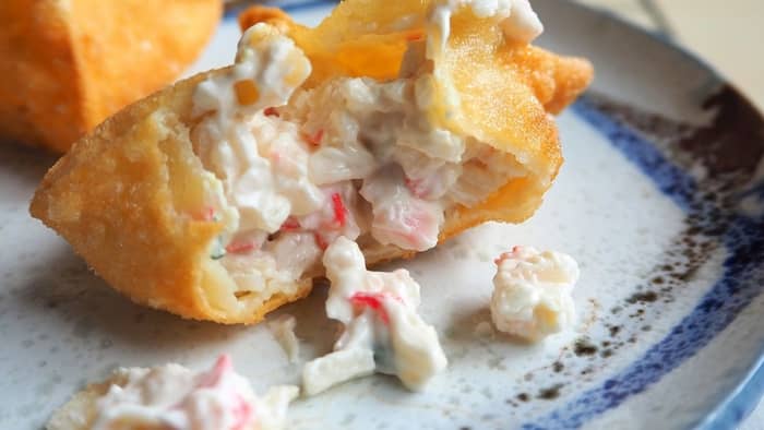 Crab Ragoons have a filling of crab meat or imitation crab meat
