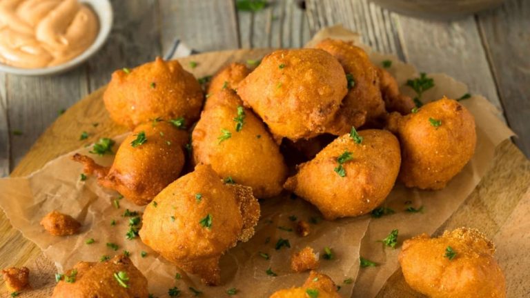 A plate of fried hush puppies